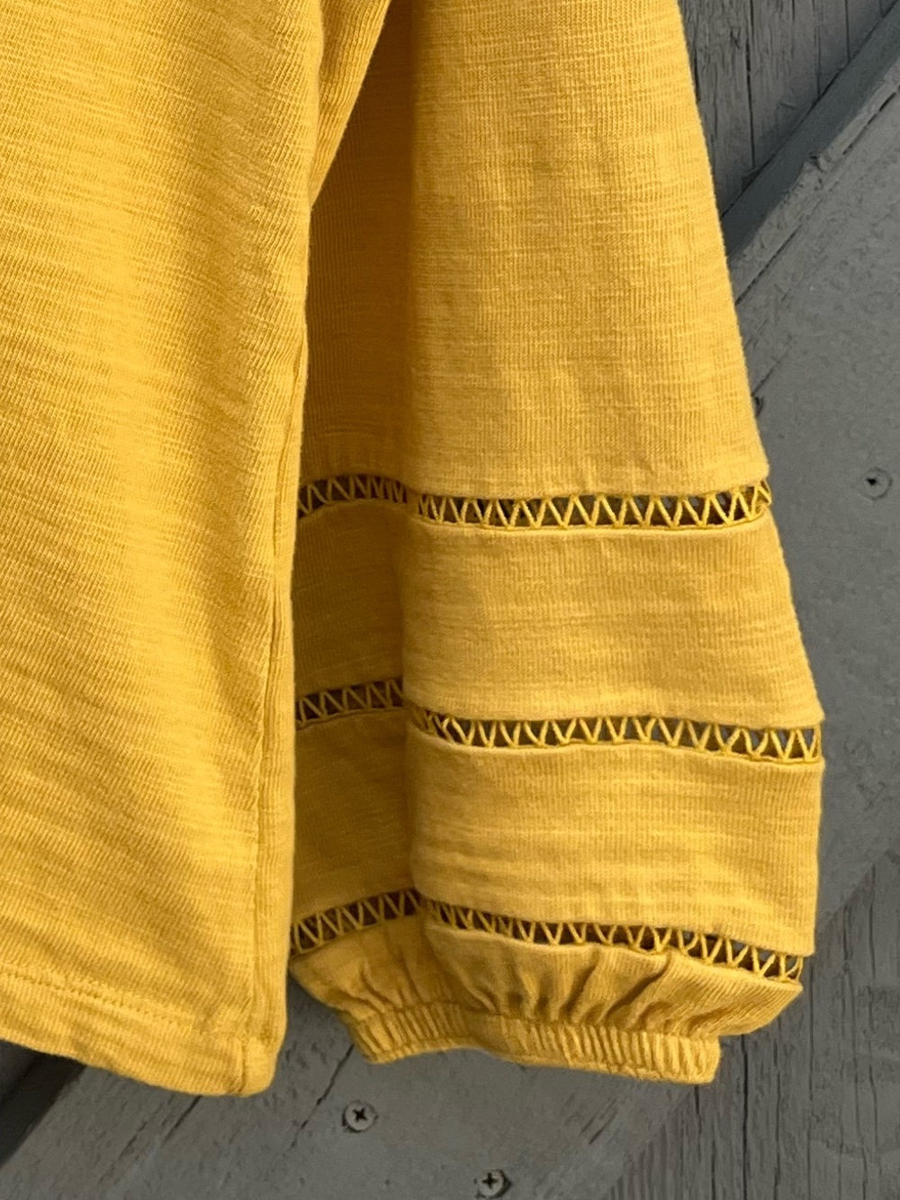 Chico's Cotton Blend V-Neck Knit Top Mustard Yellow Size Medium - Picture 5 of 9